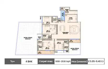 4 BHK 1690-2530 SqFt